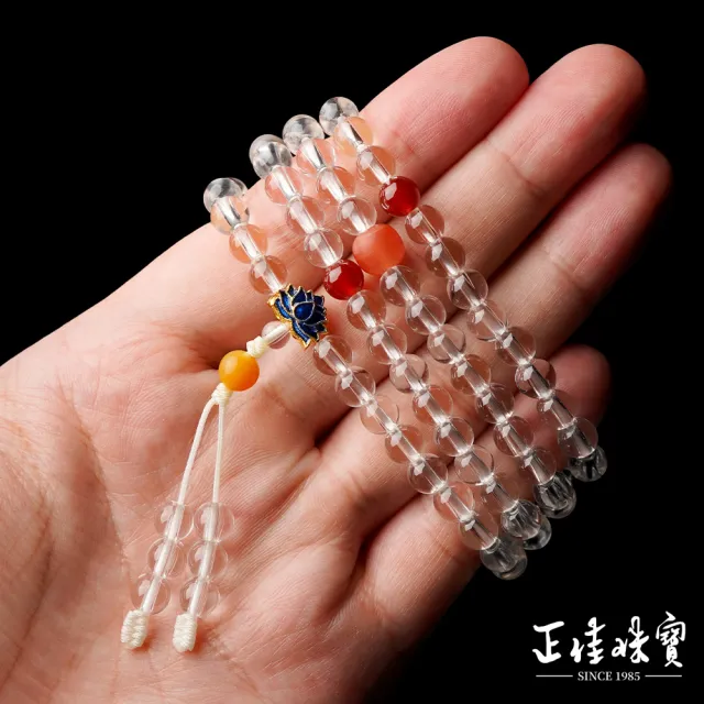 【正佳珠寶】白水晶 頂級全淨體 6mm 108顆 瑪瑙琺瑯彩 白水晶念珠佛珠
