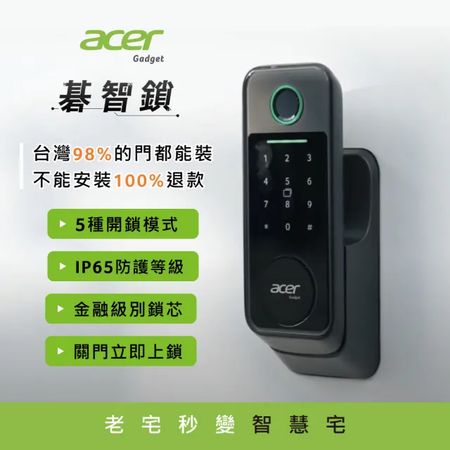 【Acer Gadget】智能鎖 碁智鎖 ODL101 九成新福利品 (五合一開鎖  指紋 密碼 虛位密碼 感應卡 鑰匙)