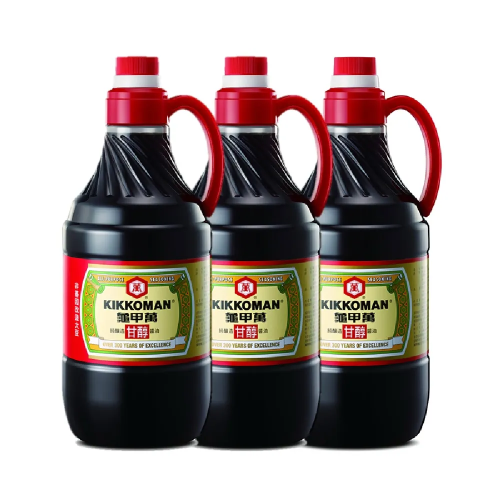 【龜甲萬】甘醇醬油PET1600ml 3入組(100%純釀造)  
