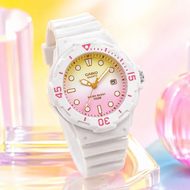 【CASIO 卡西歐】LRW-200H-4E2 運動風 繽紛色彩指針錶款(防水100米 錶徑約3.42公分)