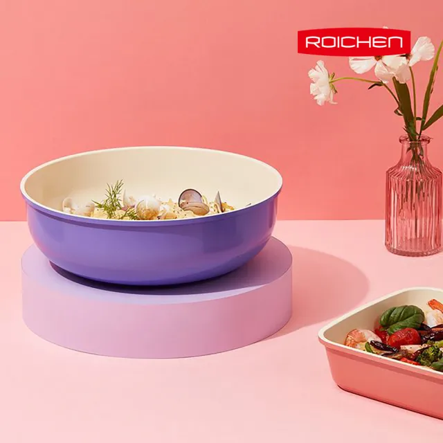 【Roichen】韓國製 28cm深炒鍋 不含把手(IH爐 全火源適用 露營 輕量鍋陶瓷塗層不沾鍋)