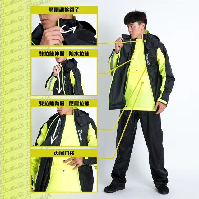 【OutPerform】去去雨水走雙拉鍊兩截式風雨衣(斜開雙拉鍊防水大進化)