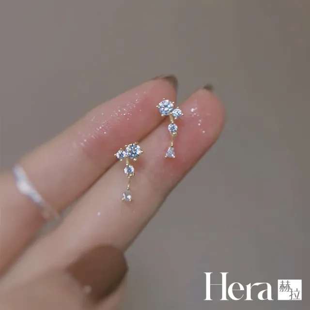 【HERA 赫拉】S925鍍14K金鑲鋯石迷你耳針耳環 H115081802(S925鍍 14K金 鑲鋯石 迷你 耳針耳環)