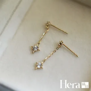 【HERA 赫拉】S925鍍14K金八芒星鑲鋯石耳針耳環 H115081801(S925鍍 14K金 八芒星 鑲鋯石 耳針耳環)