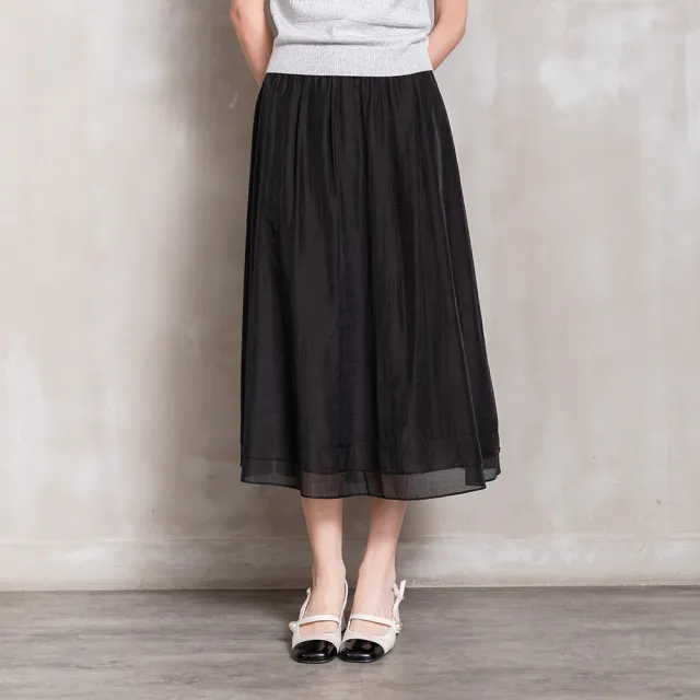 【perng yuh 芃諭名品】夜色漫舞 鬆緊腰 光澤 亮紗 A字裙(2026 AW Collection|5C秋冬新品上市)