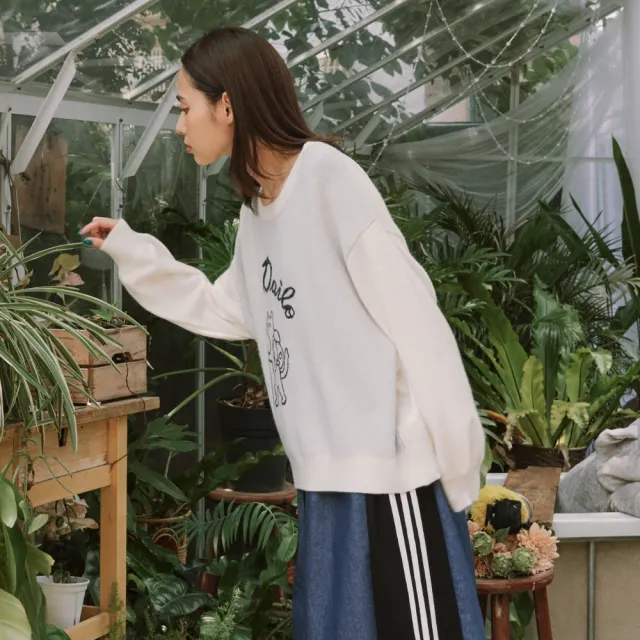 【Dailo】親膚貓咪旅行者針織上衣 藍 杏 駝(魅力商品)