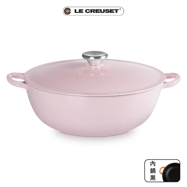 【Le Creuset】琺瑯鑄鐵鍋媽咪鍋28cm(雪紡粉/櫻桃紅 2色選1)