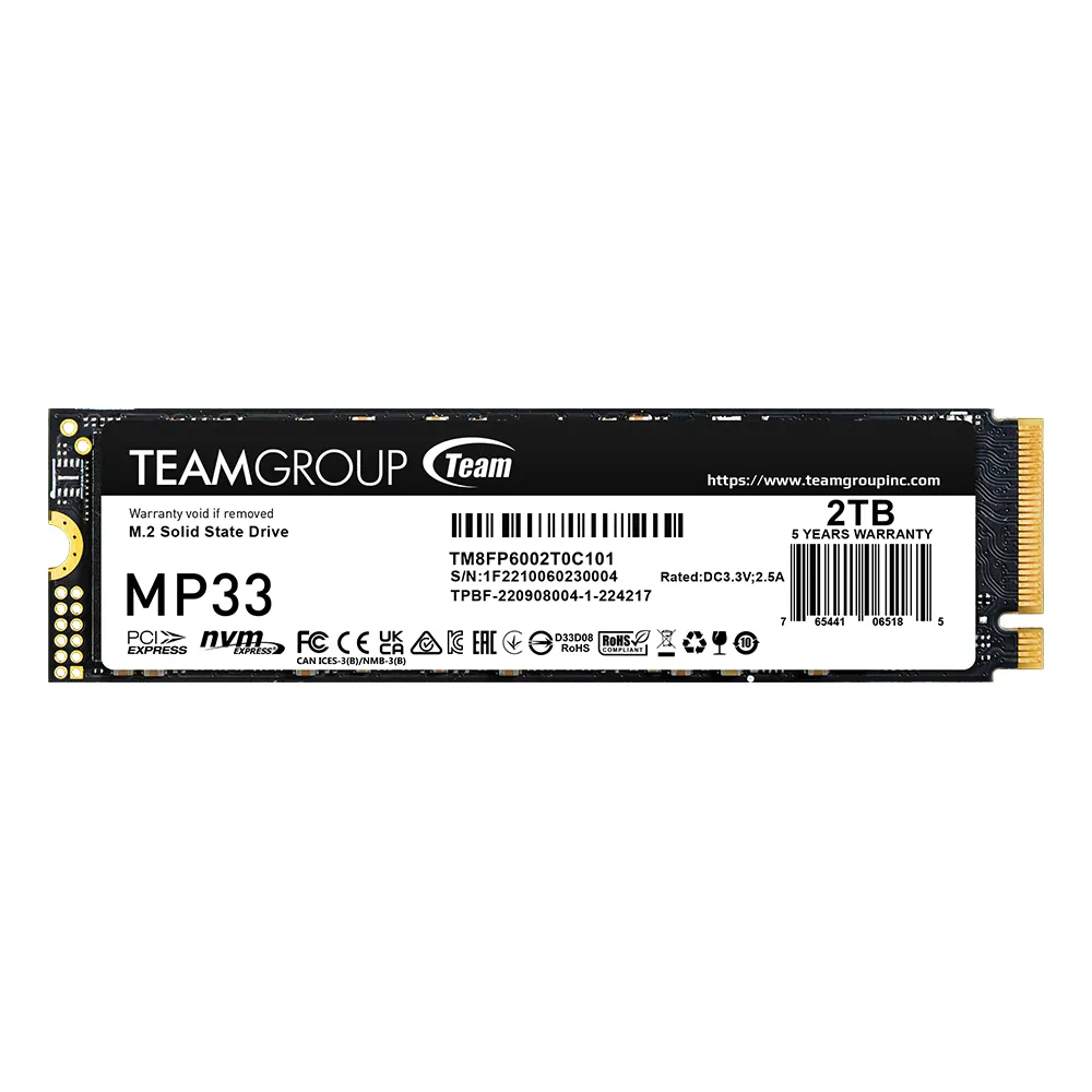【Team 十銓】MP33 2TB M.2 2280 PCIe Gen3 SSD固態硬碟 最高讀取1800MB/s
