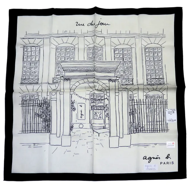 【agnes b.】PARIS Flagship Store素描純棉帕領巾