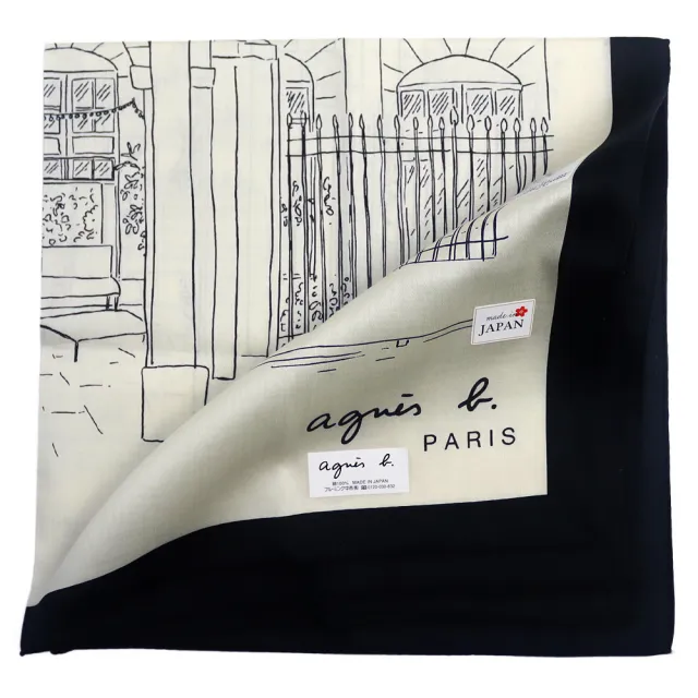 【agnes b.】PARIS Flagship Store素描純棉帕領巾