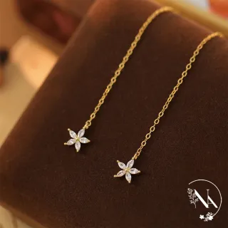 【NANA】娜娜 S925鍍14K金浪漫花朵線條耳針耳環 N115081804(S925 鍍14K金 花朵 線條 耳針耳環)