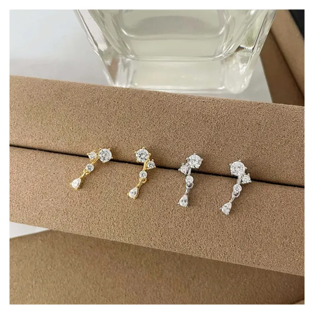 【NANA】娜娜 S925鍍14K金鑲鋯石迷你耳針耳環 N115081802(S925 鍍14K金 鑲鋯石 迷你 耳針耳環)