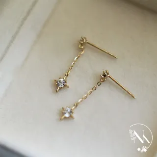 【NANA】娜娜 S925鍍14K金八芒星鑲鋯石耳針耳環 N115081801(S925鍍 14K金 八芒星 鑲鋯石 耳針耳環)