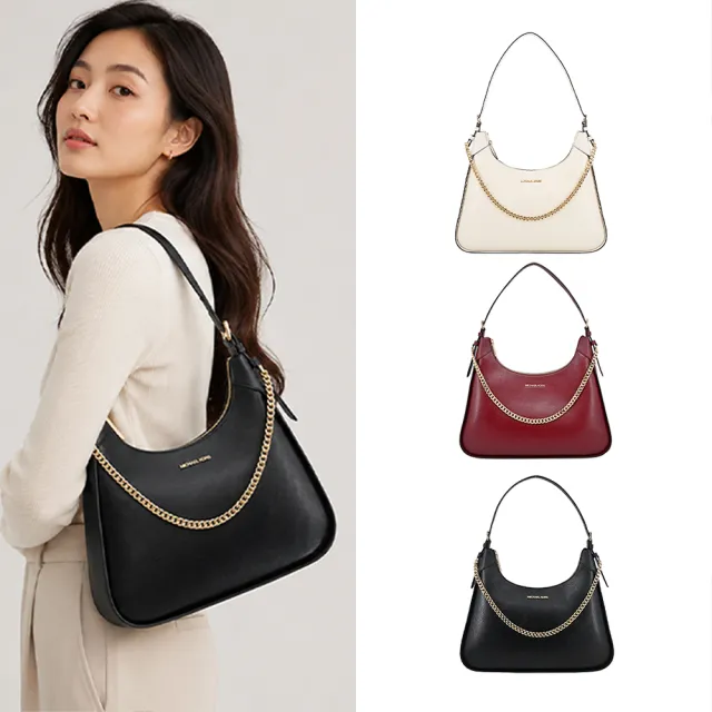 【Michael Kors】WILMA金字皮革掛鍊肩背包(中/多色選)