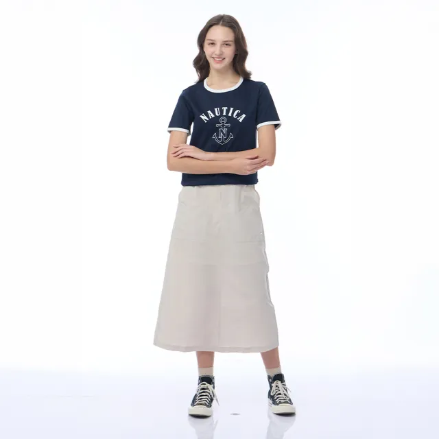 【NAUTICA】官方旗艦 女裝 錨錠字母涼感短袖T恤-藏藍色