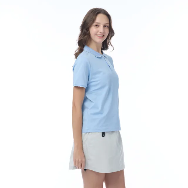 【NAUTICA】官方旗艦 女裝 吸濕快乾百搭刺繡短袖POLO衫-淺藍色