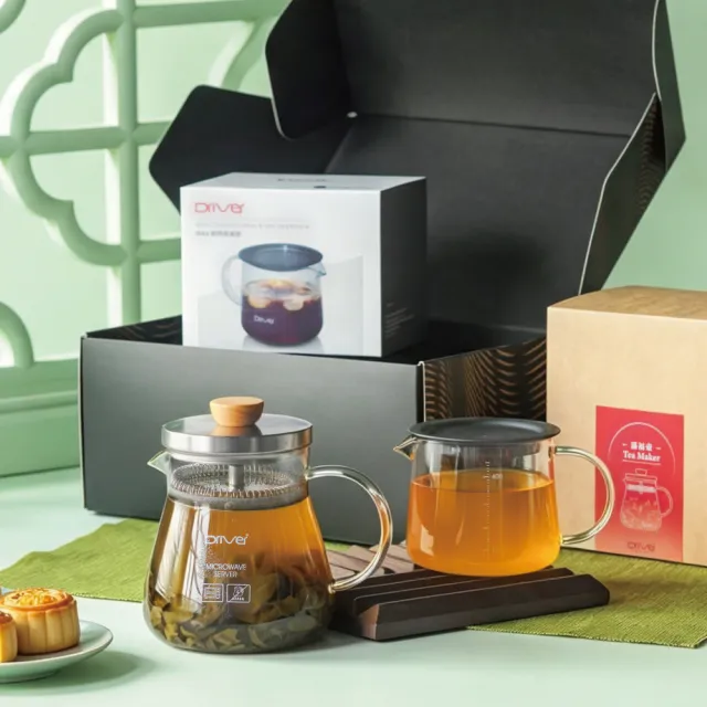 【Driver】中秋禮盒-茶聚滿福泡茶壺組(茶具 茶器 泡茶壺 耐熱玻璃壺 冷泡茶 茶壺茶杯組 送禮推薦 禮物)