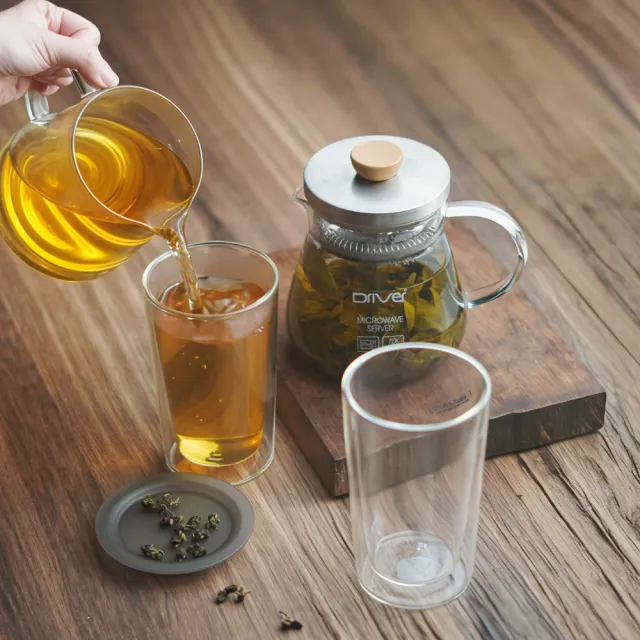 【Driver】圓滿福氣兩用泡茶壺組(泡茶壺 茶具 茶器 茶杯 玻璃壺 雙層玻璃杯 茶壺茶杯組 送禮推薦)