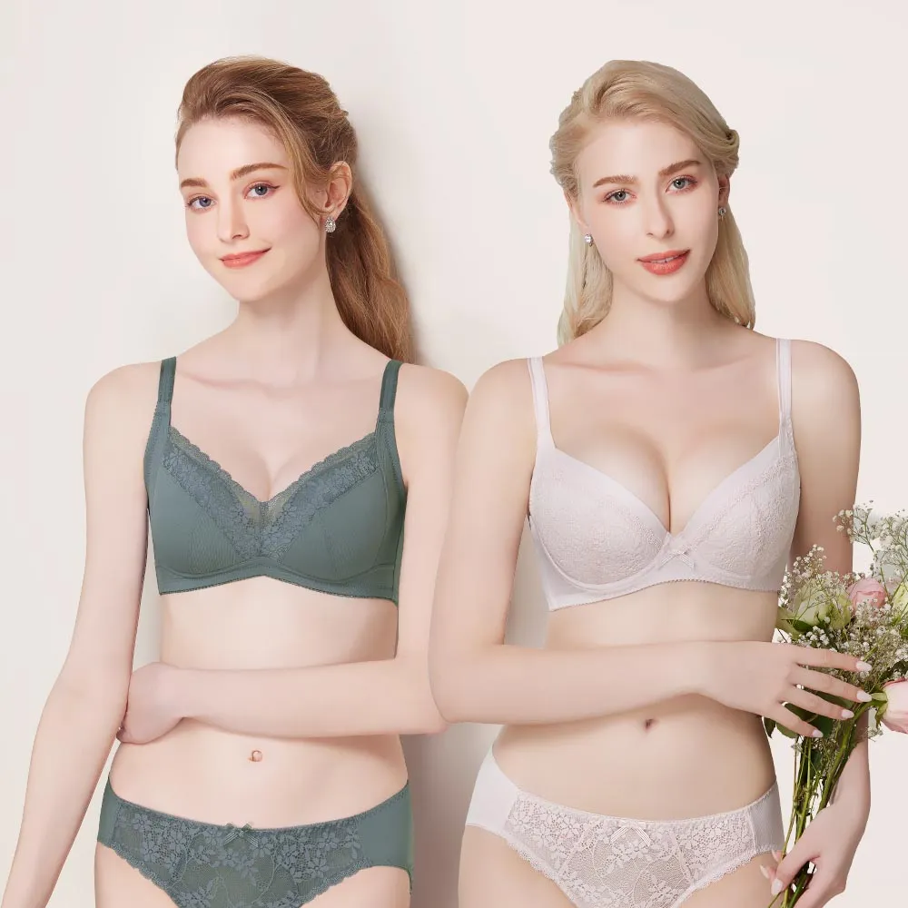 【Swear 思薇爾】2件組輕醇BRA系列B-F罩軟鋼圈/無鋼圈涼感蕾絲包覆女內衣(2款任選)