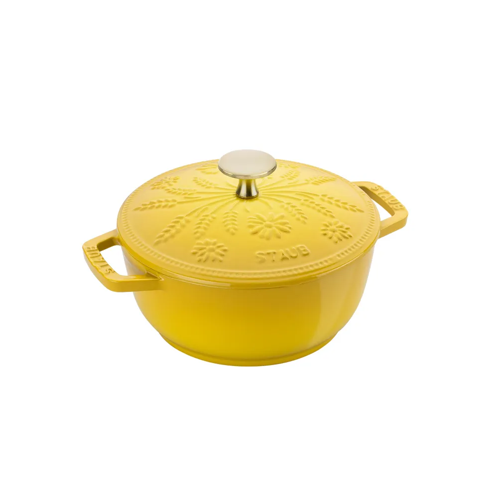 【STAUB】Margaret瑪格麗特圓形琺瑯鑄鐵和食鍋16cm-檸檬黃(德國雙人牌集團官方直營)