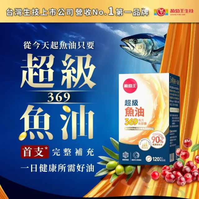 【葡萄王】超級魚油369複方軟膠囊120粒x2盒 共240粒(omega369)