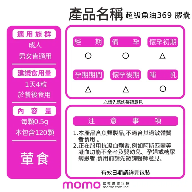 【葡萄王】超級魚油369複方軟膠囊120粒x3盒 共360粒(omega369)