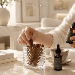 【The Forest 癒森林】焦糖肉桂香氛水晶杯禮盒含30ml品牌香氛油(送禮禮盒/居家香氛/生日禮物/)
