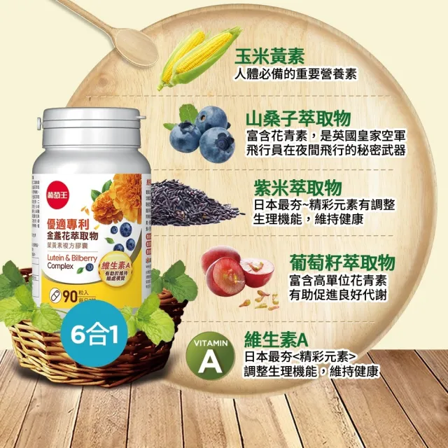 【葡萄王】優適金盞花葉黃素 x3瓶 共270粒(專利葉黃素配方 FloraGLO 山桑子 葡萄籽 葡萄王官方)
