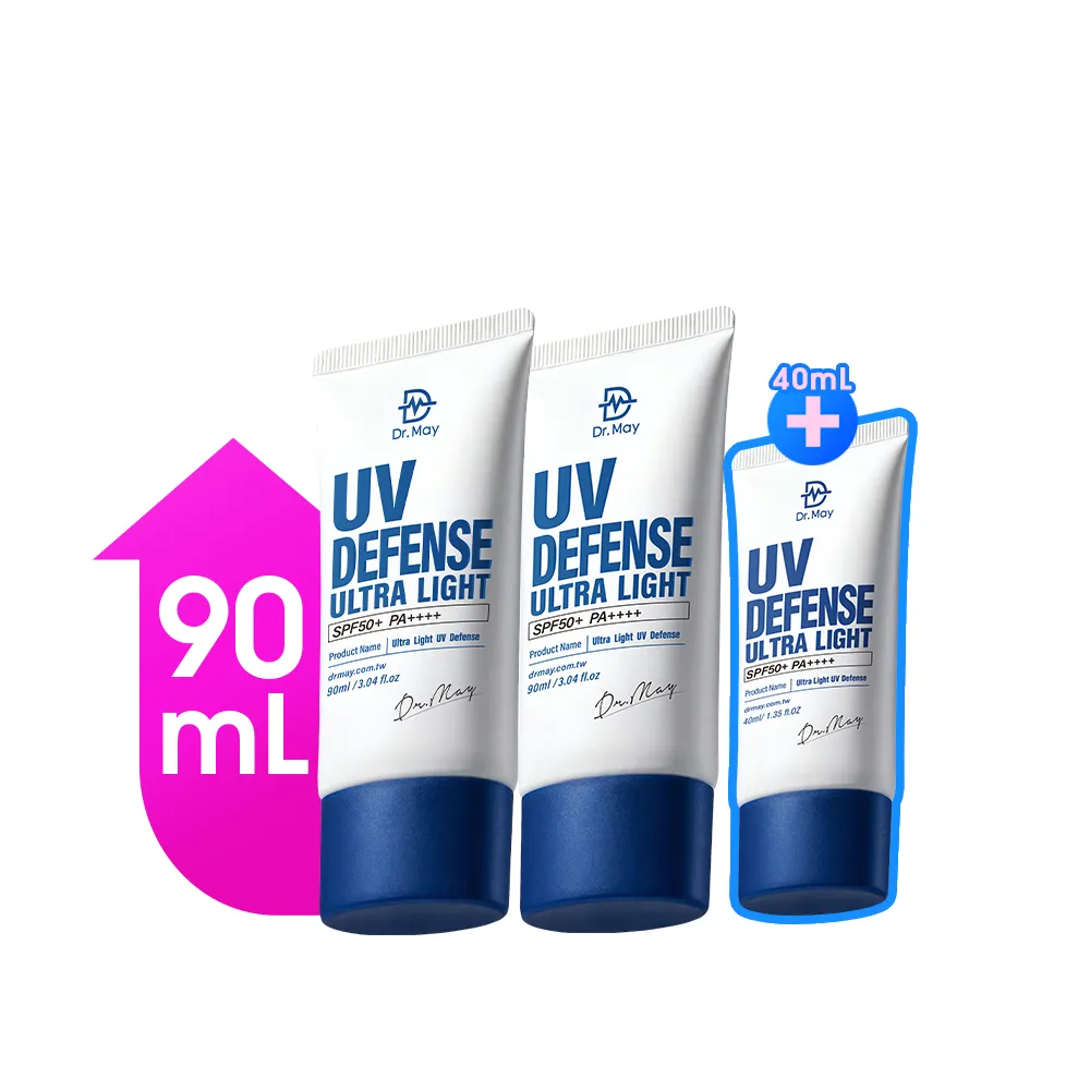 【Dr. May 美博士】momo獨家!90ml加大容量專業清爽防曬乳SPF50+ PA++++(90mlx2+40ml)