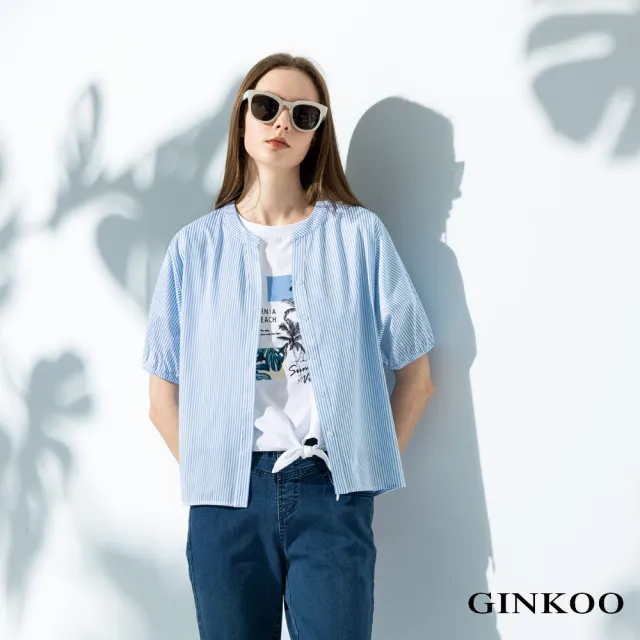 【GINKOO 俊克】前短後長蝴蝶袖鬆緊條上衣