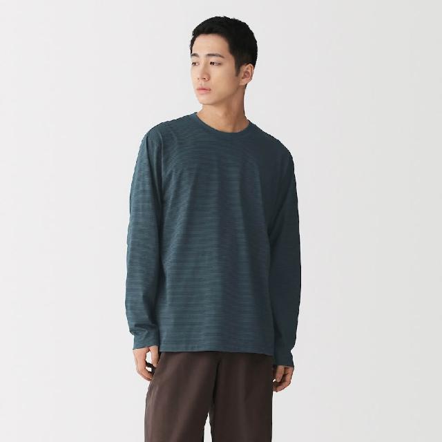 【MUJI 無印良品】男天竺圓領長袖T恤(白橫紋/深灰橫紋/黑橫紋/煙燻藍橫紋/煙燻棕橫紋)