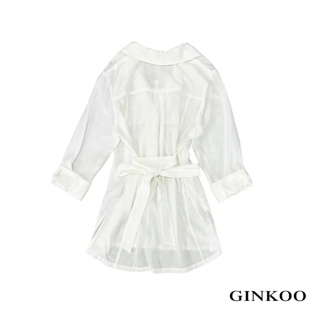 【GINKOO 俊克】中長版剪接側開衩綁帶外套