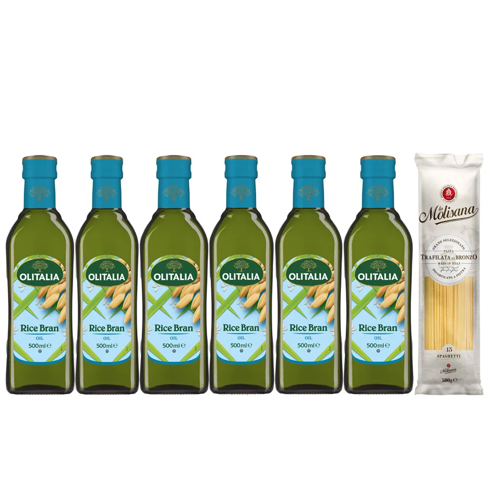 【Olitalia 奧利塔】超值玄米油禮盒組500mlx12瓶(+贈Molisana茉莉義大利直麵或細直麵500gx2包)