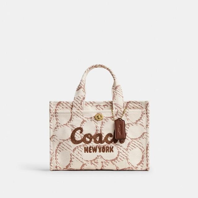 【COACH】蔻馳官方直營 CARGO 26 經典 SIGNATURE印花托特手袋 托特包-混合自然色(CAM61)
