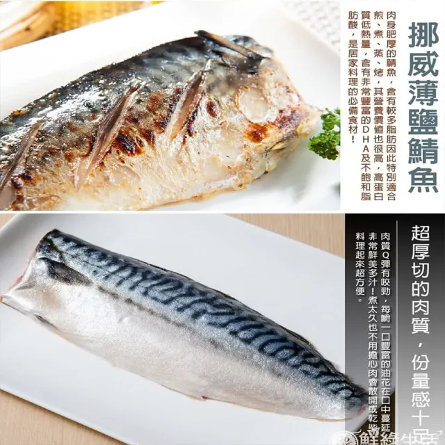 【鮮綠生活】嚴選挪威極厚薄鹽鯖魚片 共10包(無紙板 淨重185g±10%/包)