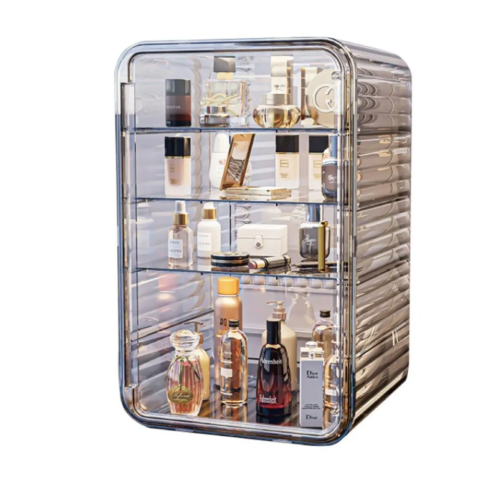 【KOLKO】防塵多功能精美收納櫃 - 四層(化妝品 公仔收納盒 杯子收納櫃 杯子收納盒 水杯架)