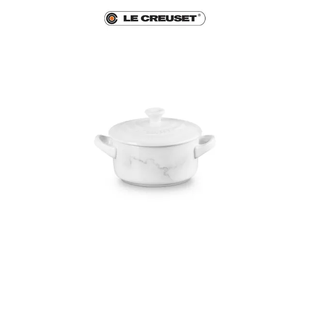 【Le Creuset】瓷器迷你圓烤盅(典雅石紋/雪花白)