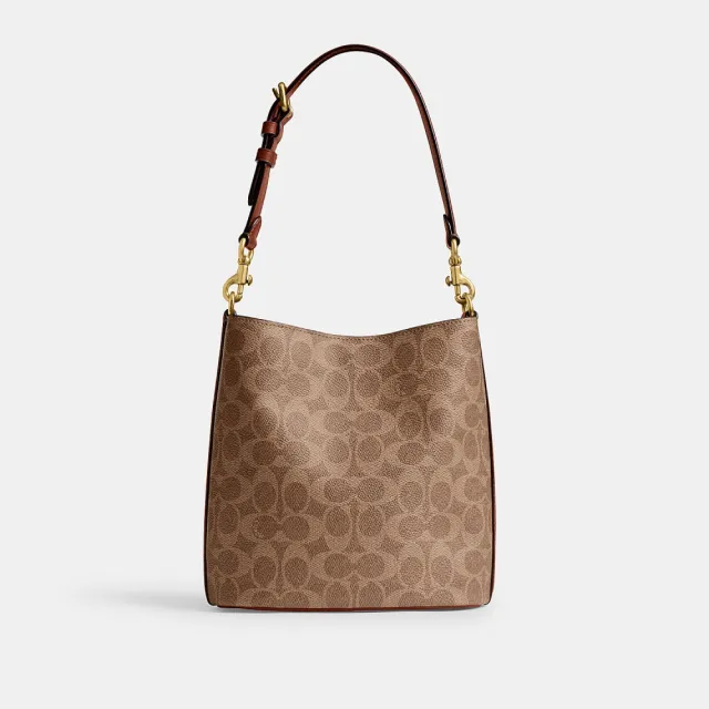 【COACH】蔻馳官方直營 WILLOW 19柔軟水桶包-B4/棕黃色 焦糖色(CW602)