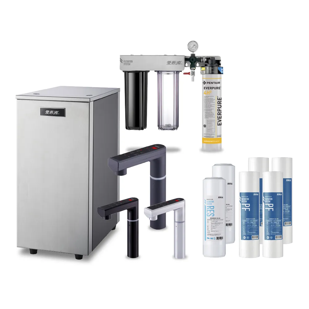 【EVERPURE 愛惠浦】雙溫櫥下型 HS288T PLUS觸控熱飲機+4H2三道式生飲淨水器(前置樹脂+PP)