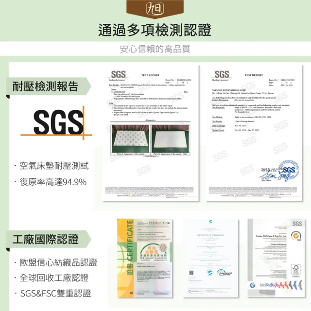 【旭】日本旭川AIRFit氧活力親膚彈力2.2CM雙人加大空氣床墊-冬夏兩用表布(感謝伊正真心推薦)