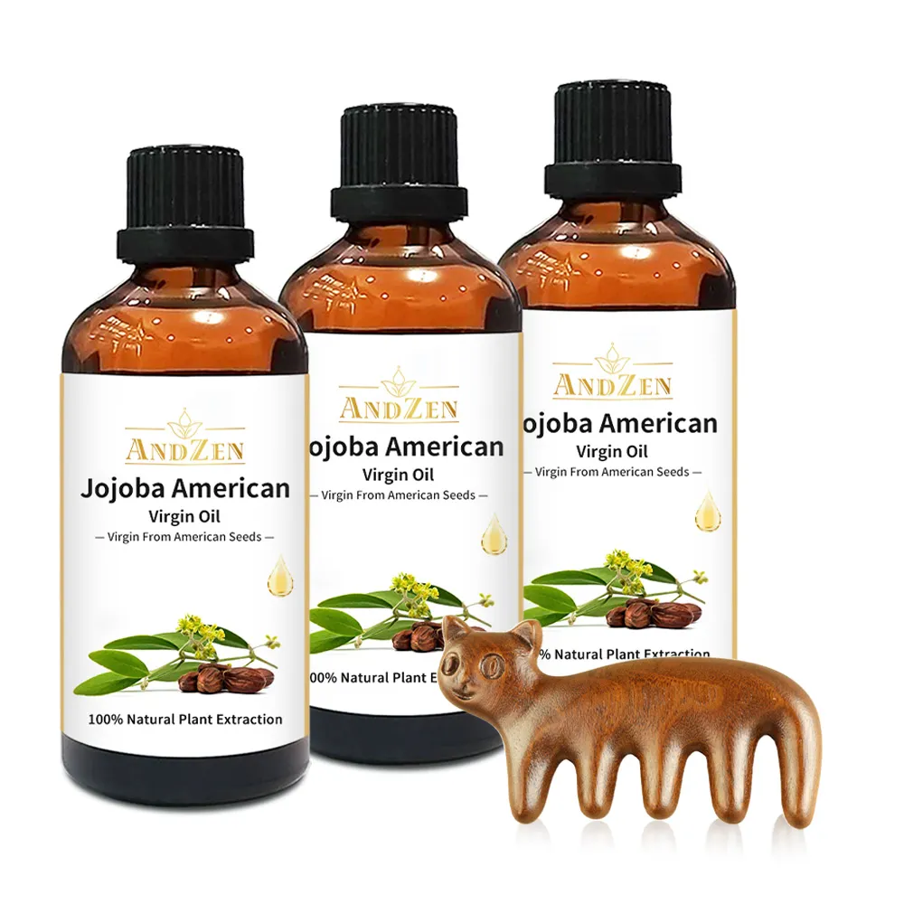 【ANDZEN】安得仁 美國初榨荷荷芭/荷荷巴油100ml-3入組-玻璃瓶裝(送按摩梳-按摩油保濕油基礎油基底油)