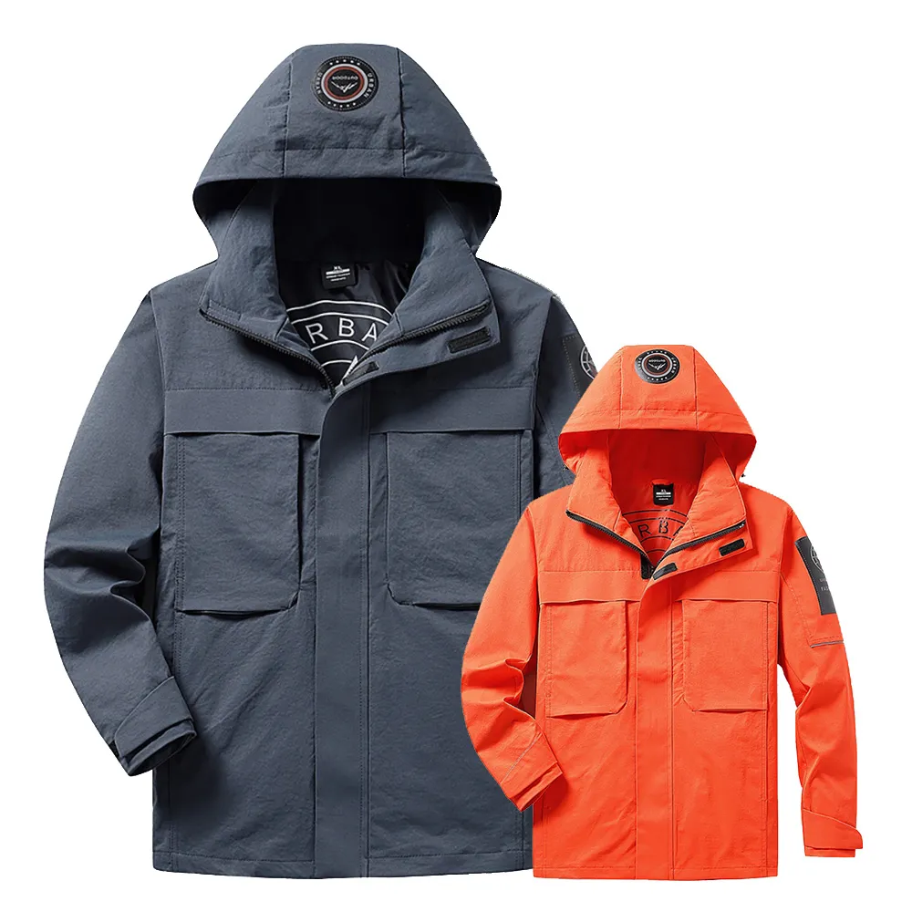 【Billgo】*現貨*XL-8XL加大碼*布標工裝休閒風衣機能外套-4色 登山防風夾克(130kg可穿、四季穿搭)