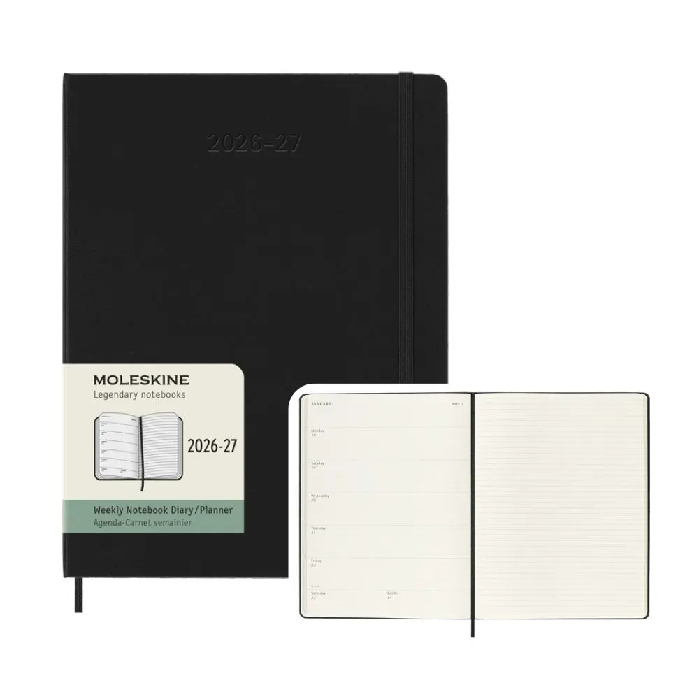 【MOLESKINE】2026-27 18個月週記硬皮手帳 - XL型/黑