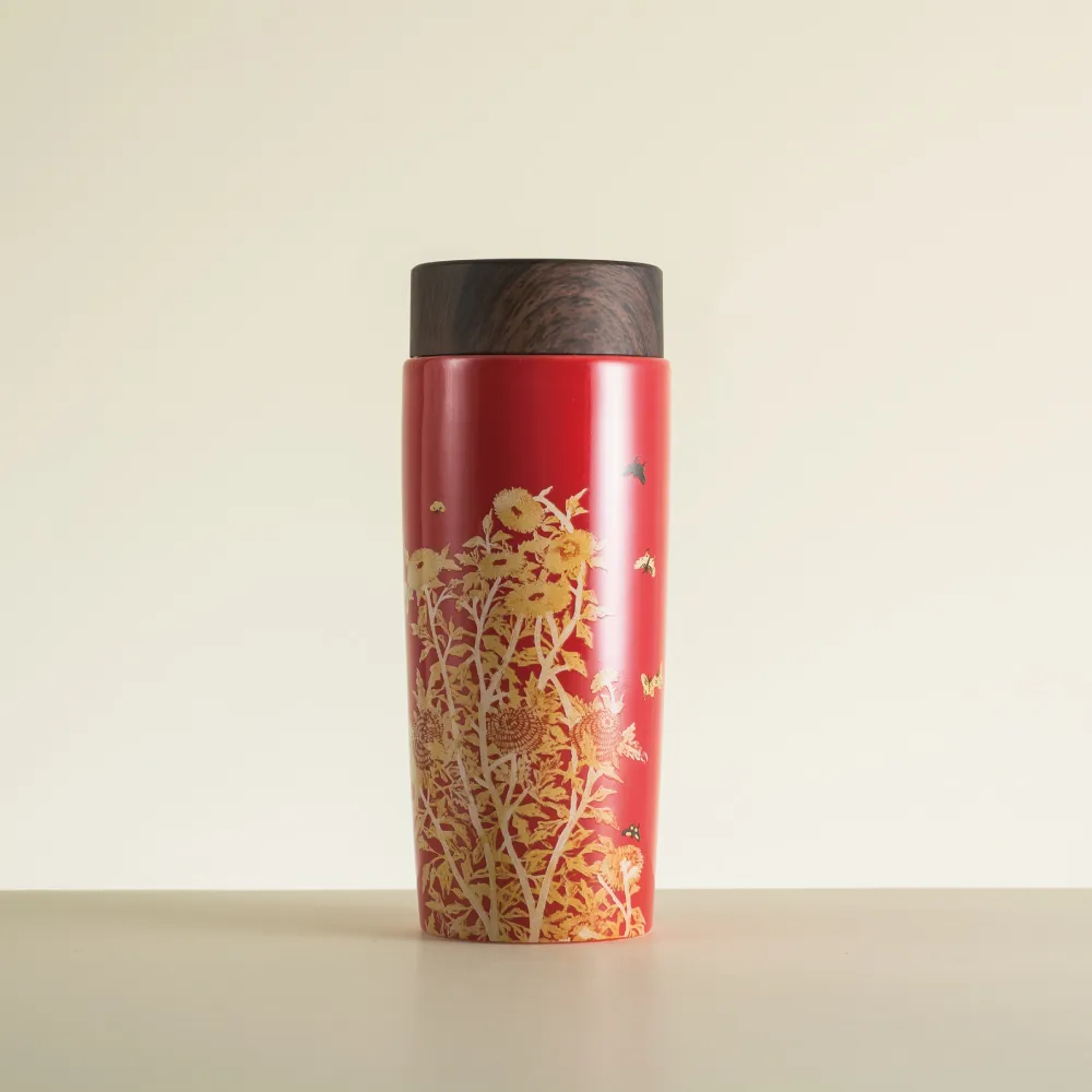 【LohasPottery 陸寶】常玉 蝶慕金花 隨身杯 雙層陶瓷內膽 280ml(常玉典藏作品   菊)