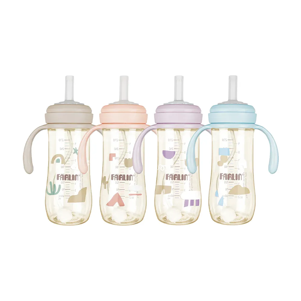 【Farlin】Grow With Colors 寬口PPSU吸嘴重力吸管練習杯270ml(防逆流設計 6M+) - 多款可選