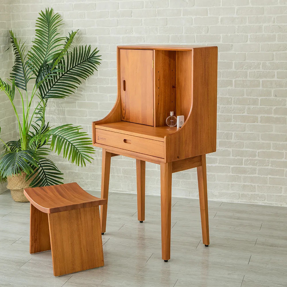 【Mahogany 瑪荷尼家具】免組裝  45X35X42 晨光丹麥化妝椅MYR-C  全原木桃花心木  化妝椅 M1-BR34(G3)