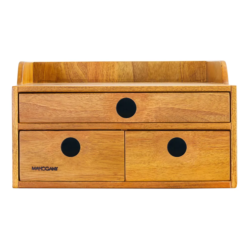 【Mahogany 瑪荷尼家具】免組裝 35X25X20 三抽文件盒  全原木桃花心木  辦公用品  ART-E22