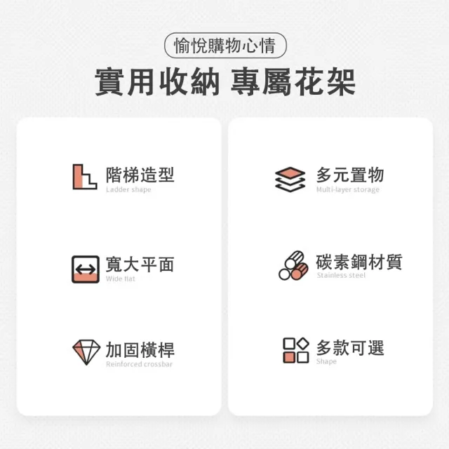 【艾嘉圖】階梯式陽臺花架 二層置物架 落地式層架  花盆架 展示架(防水防鏽 加粗方管二層長100cm)