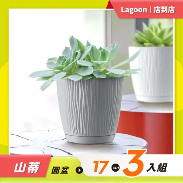 【Lagoon】園藝花盆優惠套組/山蒂圓盆17cm3入組