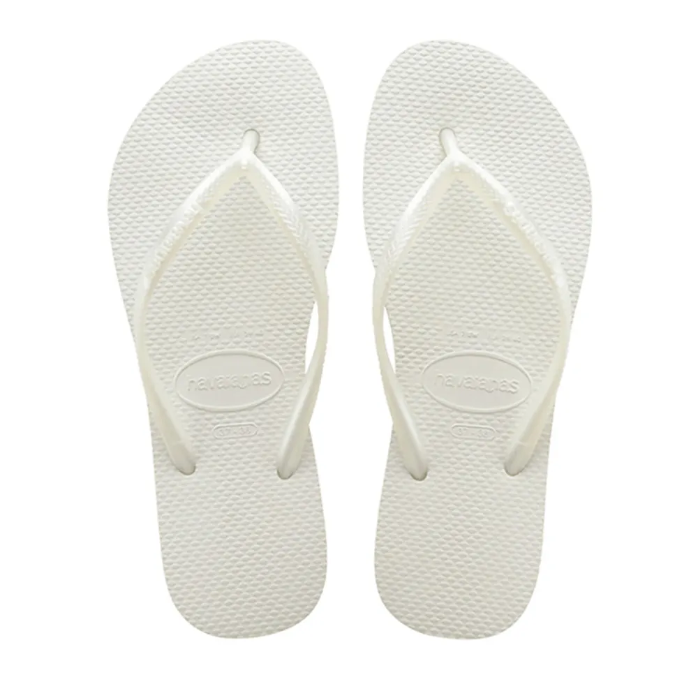 【havaianas 哈瓦仕】拖鞋 女鞋 夾腳拖 細帶 巴西 Slim 白色 4000030-0001W(哈瓦士)